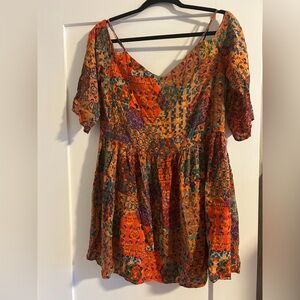 H&M Boho Floral Patchwork Short Sleeve Babydoll Dress - NWOT